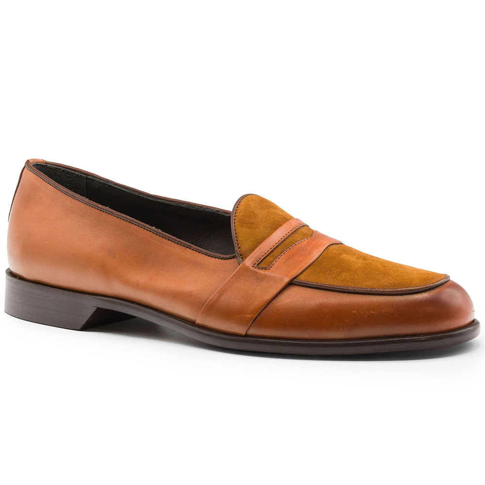 Alberto Italian Calf & Suede Loafer in Cognac by Zelli Italia