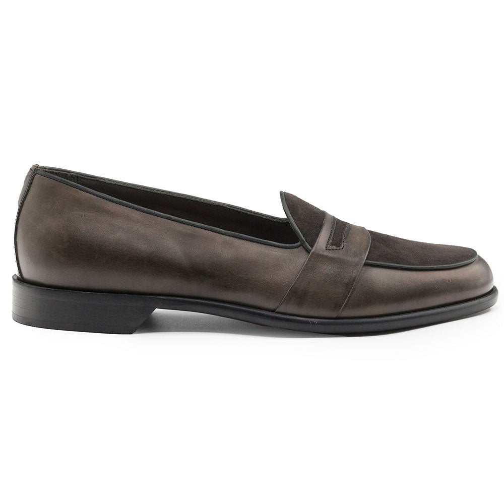 Alberto Italian Calf & Suede Loafer in Charcoal by Zelli Italia