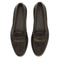 Alberto Italian Calf & Suede Loafer in Charcoal by Zelli Italia