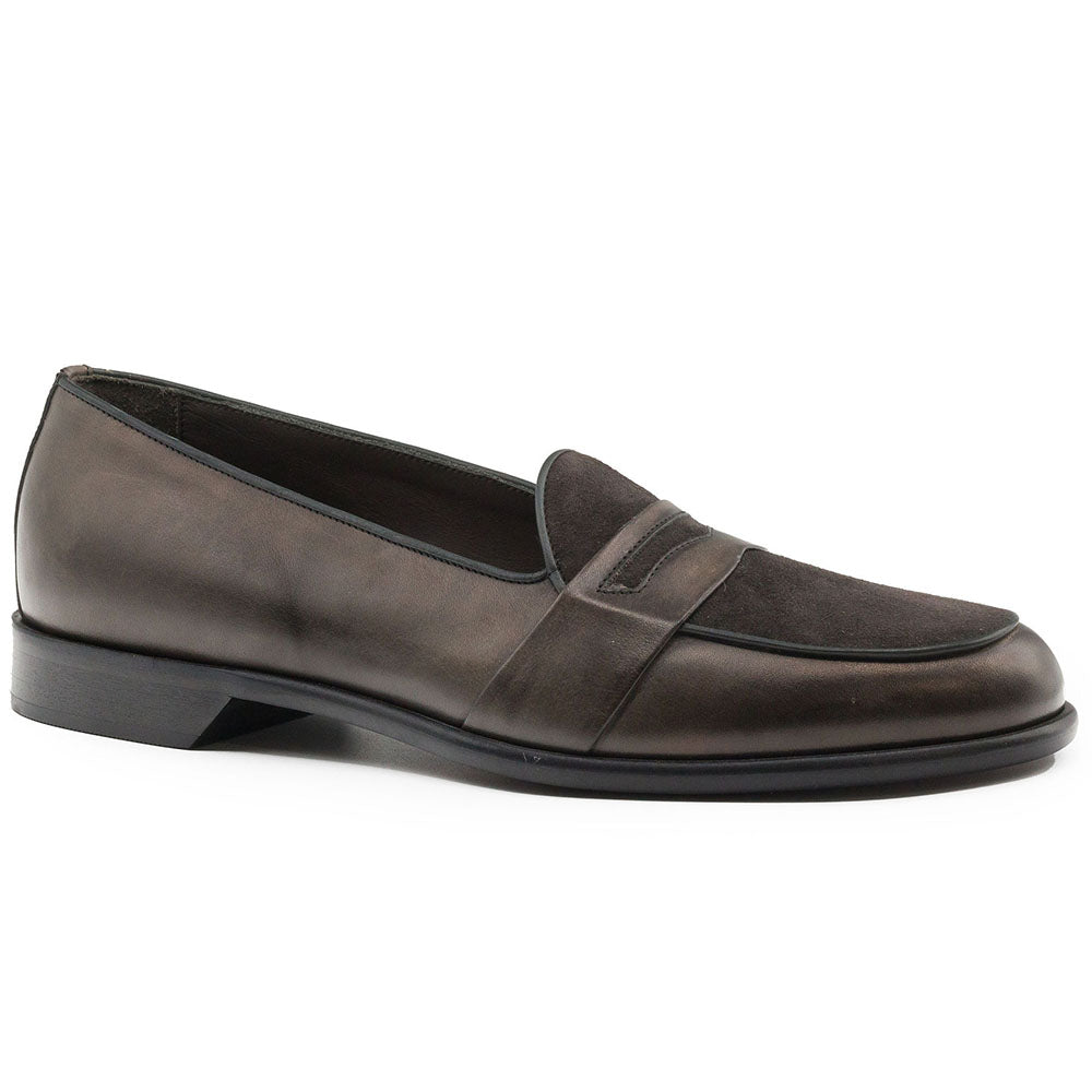 Alberto Italian Calf & Suede Loafer in Charcoal by Zelli Italia