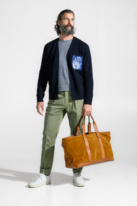 Alex Suede and Leather Travel Bag in Valencia Cider & Valhalla Nutmeg by Moore & Giles