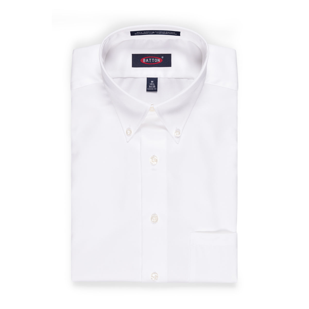 'Arthur' Beyond Non-Iron® Stretch Cotton Dress Shirt with Button Down Collar in White by Batton