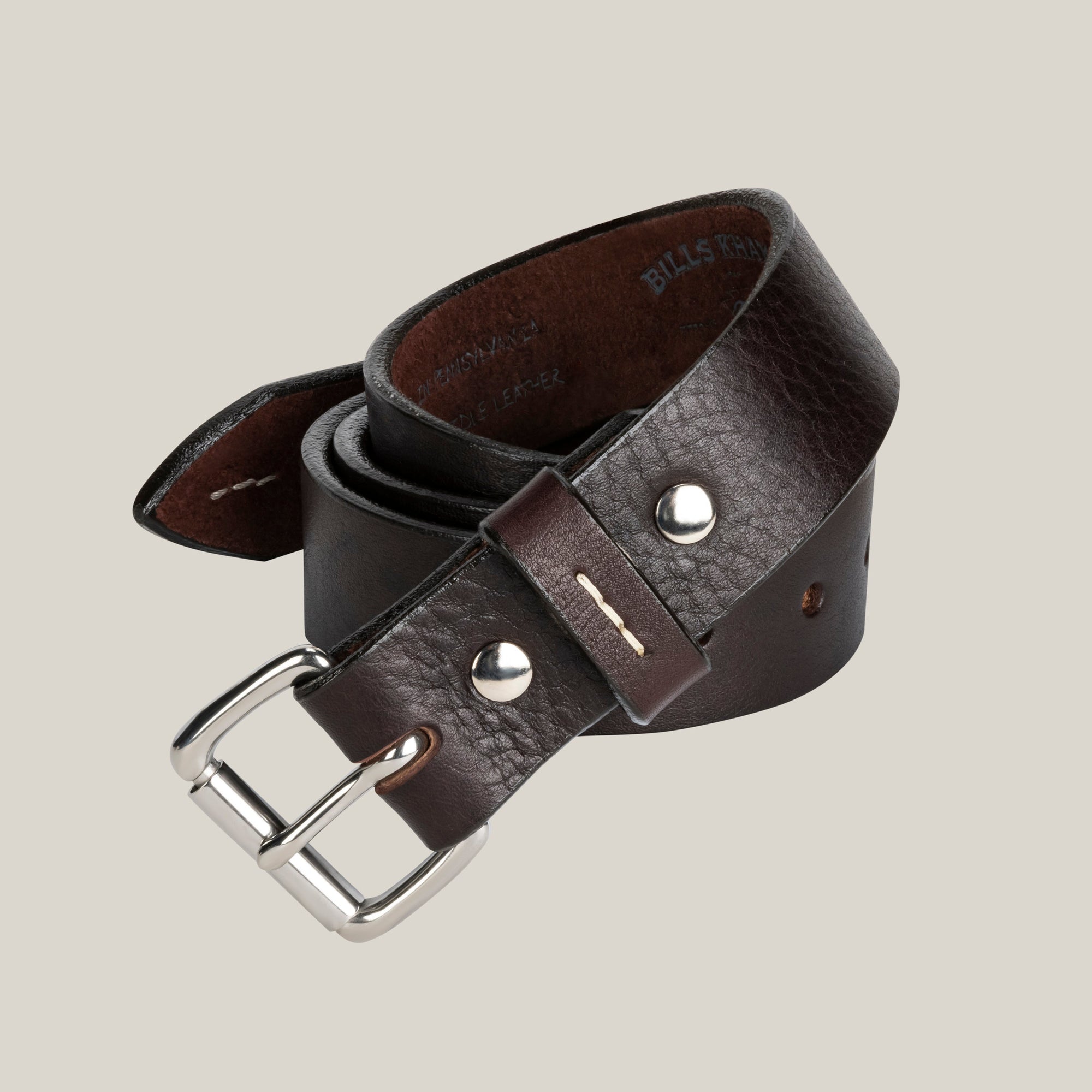 Milled Bridle Leather Belt in Brown by Bills Khakis