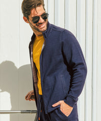 Double Knit Zip-Front Jacket in Dark Navy by Borgo28