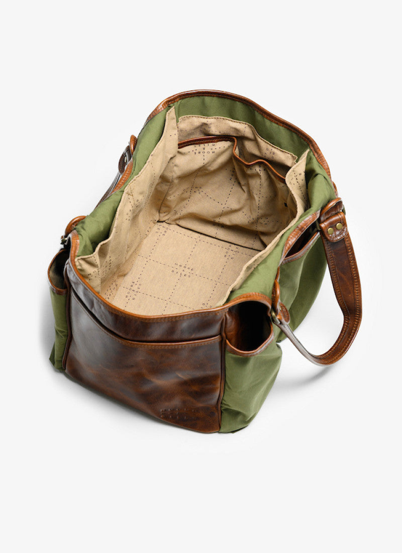 Belle Picnic Tote in Olive Ventile and Titan Milled Brown by Moore & Giles
