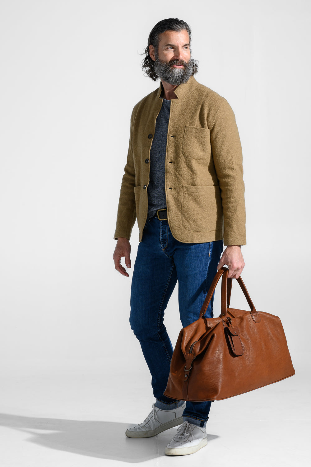 Benedict Leather Weekend Bag in Seven Hills Umber by Moore & Giles