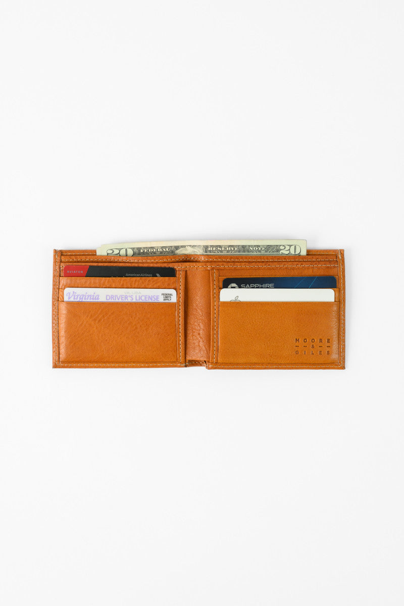 Bi-Fold Wallet in Modern Saddle by Moore & Giles