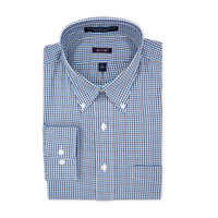 'Brooks' Blue and Olive Plaid Long Sleeve Beyond Non-Iron® Cotton Sport Shirt by Batton