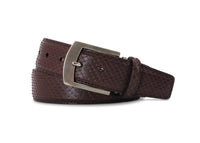 Matte Finish Belly-Cut Python Belt in Brown by Brookes & Hyde