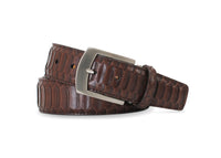 Matte Finish Back-Cut Python Belt in Brown by Brookes & Hyde