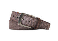 Sueded Ostrich Leg Belt in Cigar Brown by Brookes & Hyde