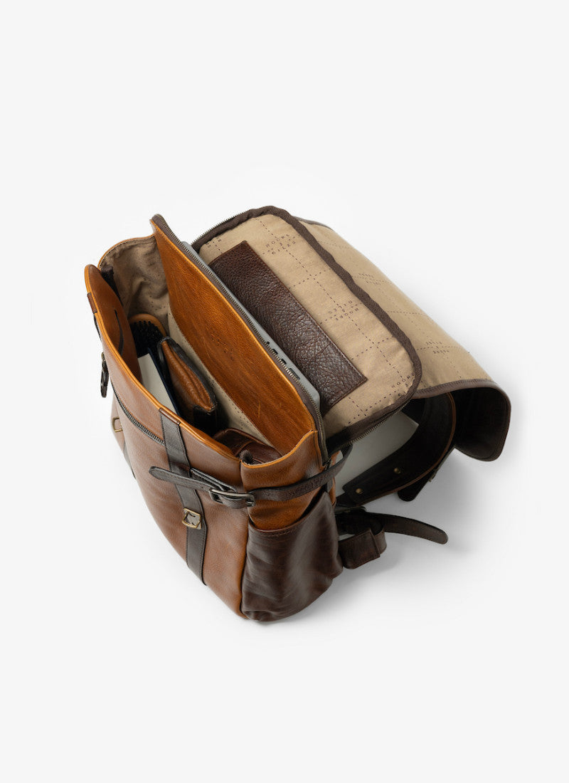 Crews Backpack in Titan Milled Brown/Honey by Moore & Giles