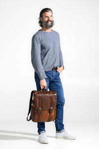 Crews Backpack in Titan Milled Brown/Honey by Moore & Giles
