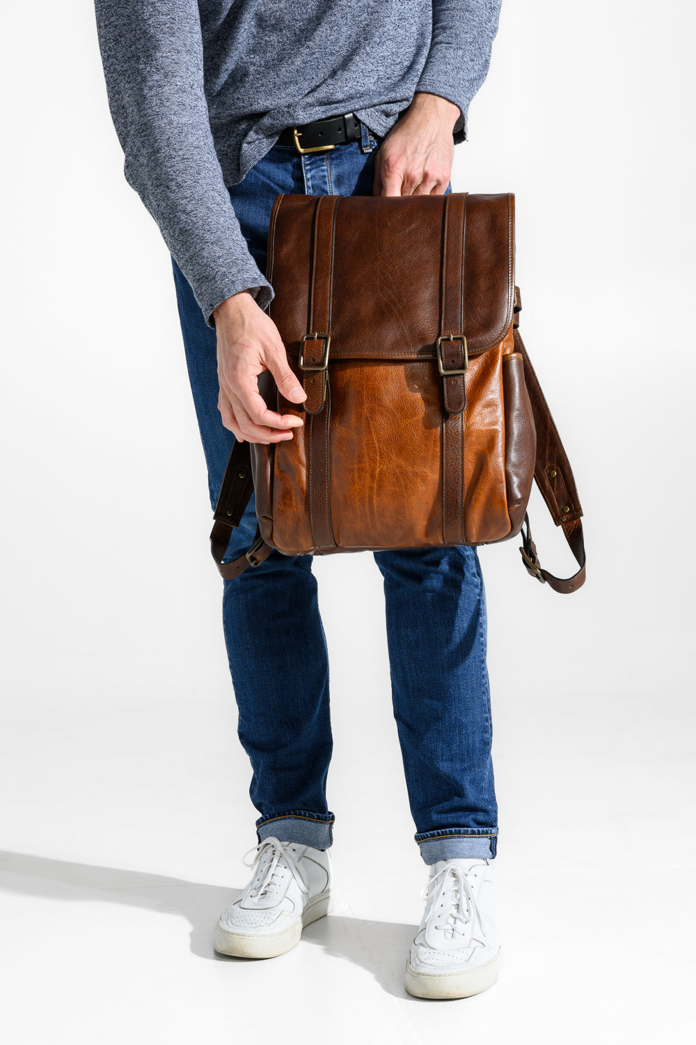 Crews Backpack in Titan Milled Brown/Honey by Moore & Giles