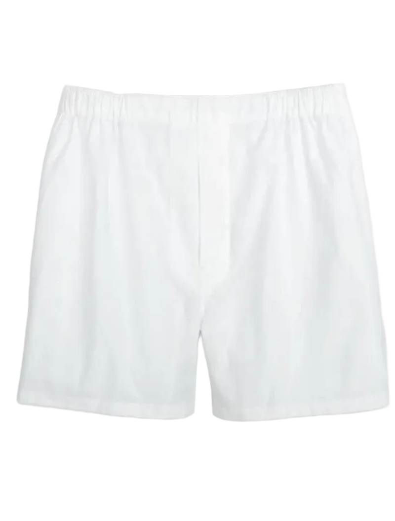 'Denver' Solid Pinpoint Poplin Full Make Cotton Boxer Shorts in White (5 Pack) by Batton