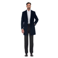 Wool Blend SLIM FIT Single Breasted Top Coat in Navy (Regular & Long Lengths) by English Laundry