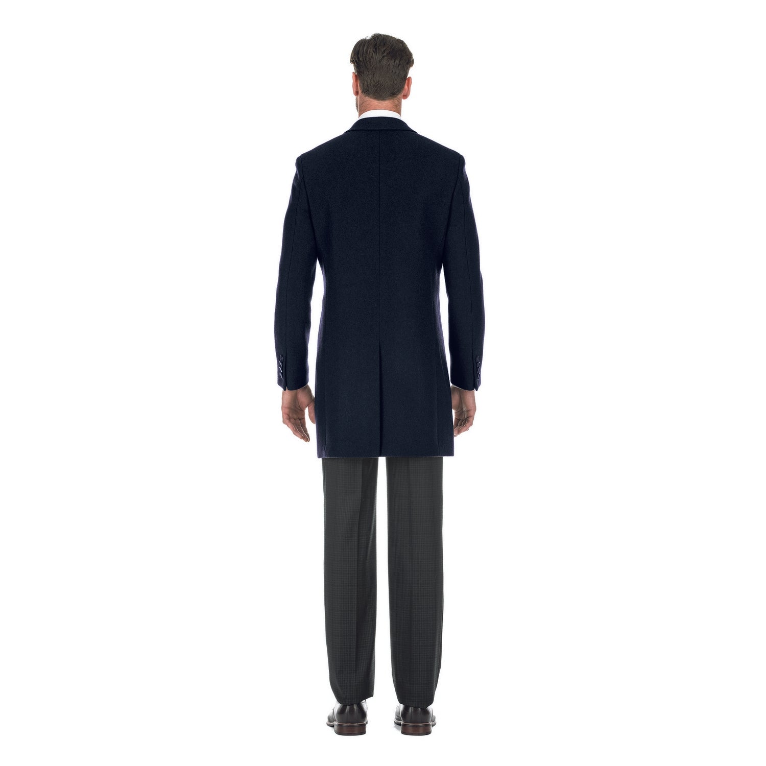 Wool Blend SLIM FIT Single Breasted Top Coat in Navy (Regular & Long Lengths) by English Laundry