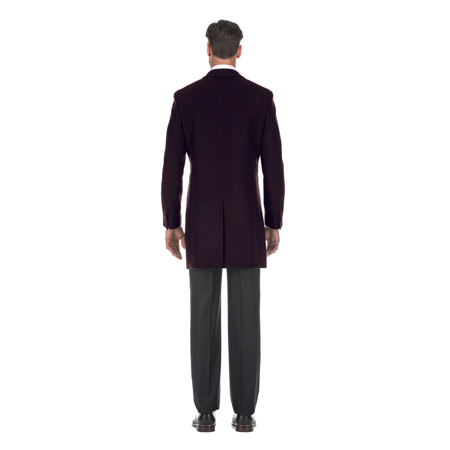 Wool Blend SLIM FIT Single Breasted Top Coat in Burgundy (Regular & Long Lengths) by English Laundry