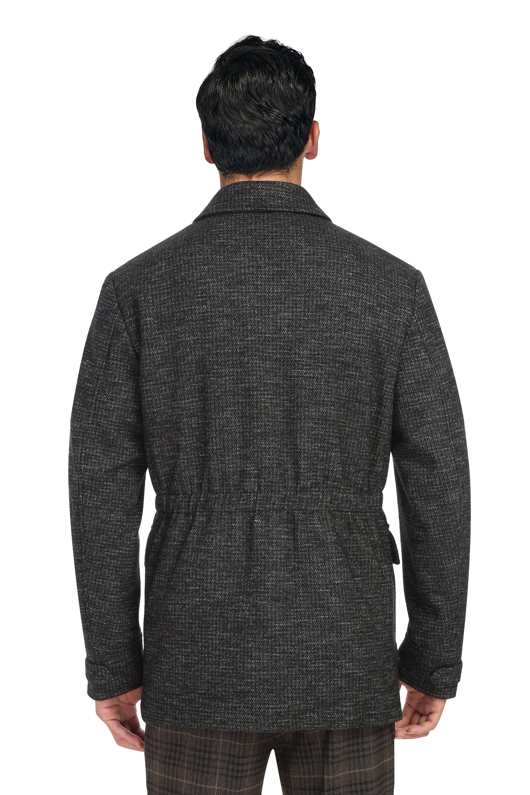 Wool Blend SLIM FIT Short Coat in Charcoal Check (Regular, Short, & Long Lengths) by English Laundry