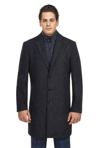 Wool Blend SLIM FIT Overcoat with Removable Quilted Lining in Navy (Regular, Short, & Long Lengths) by English Laundry