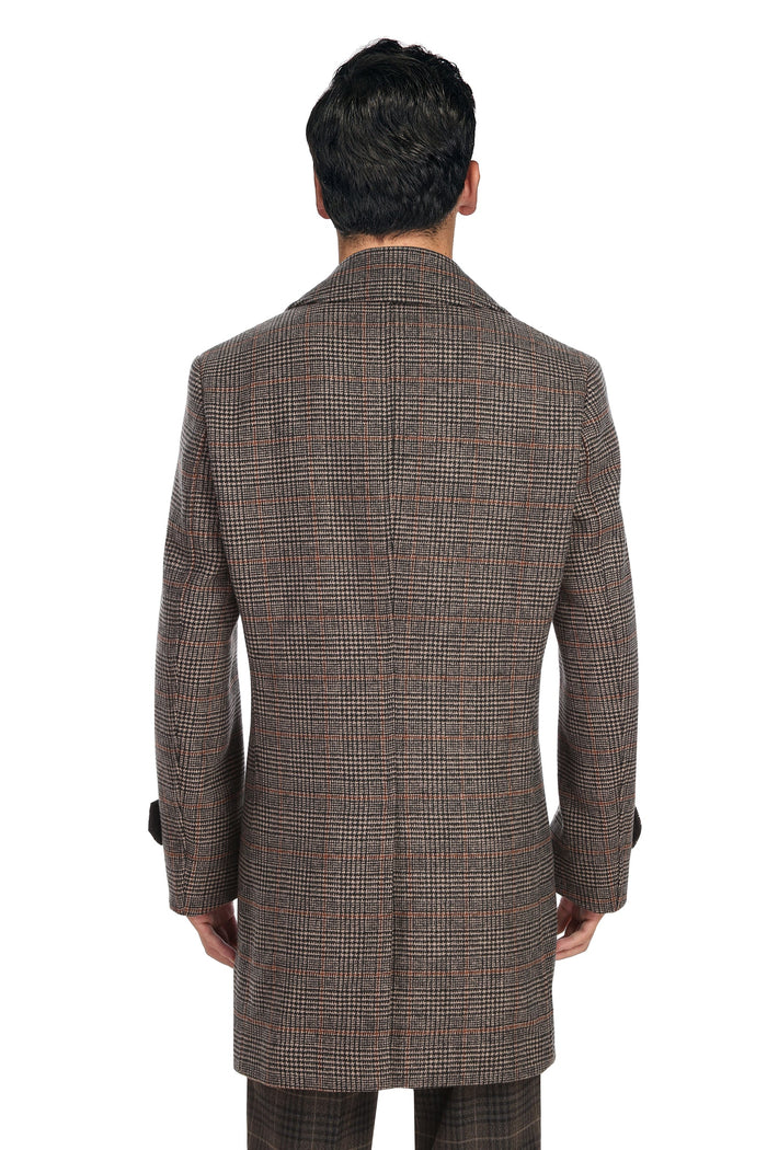 Wool Blend SLIM FIT Overcoat in Tan Plaid (Regular, Short, & Long Lengths) by English Laundry