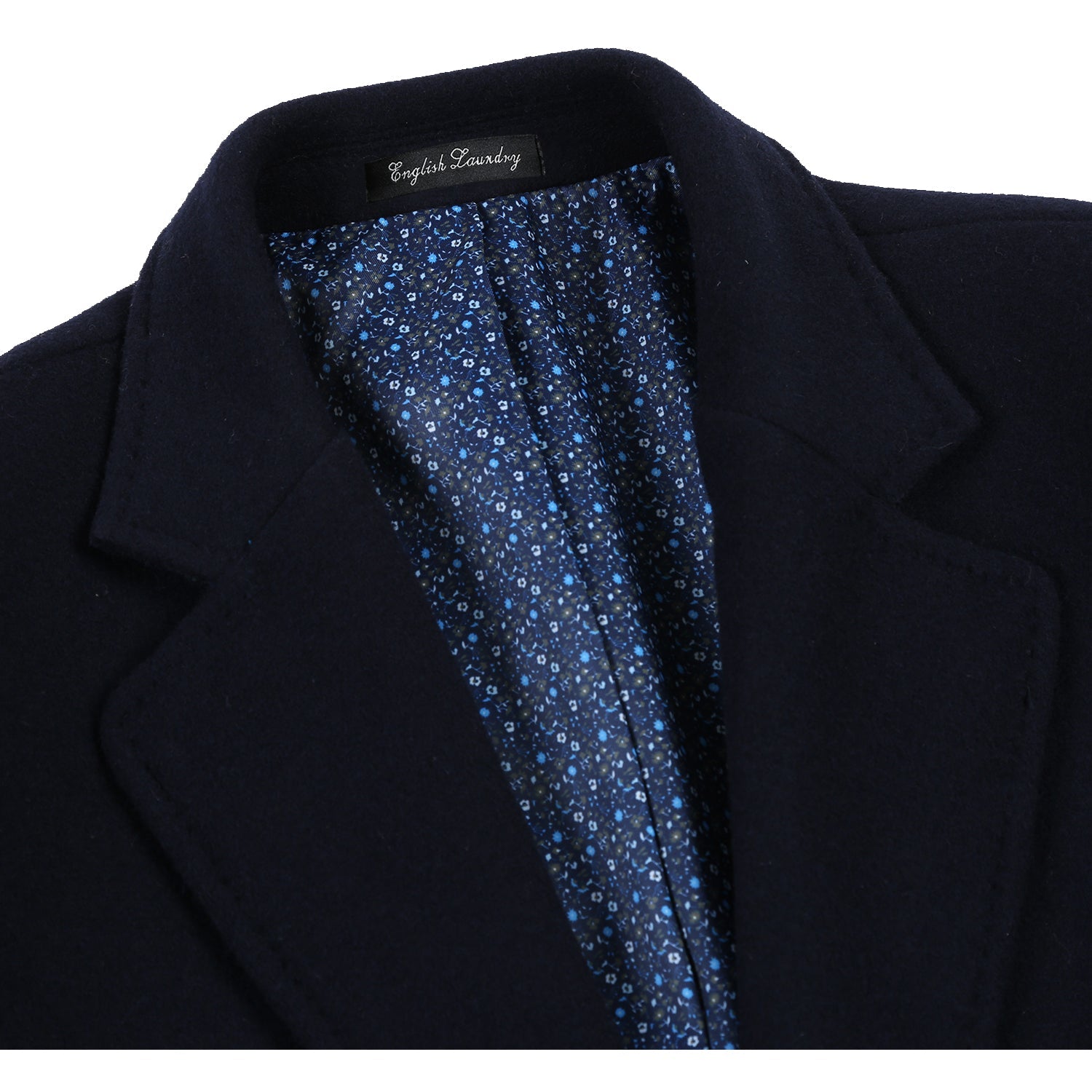 Navy Wool Blend SLIM FIT Topcoat (Regular & Long Lengths) by English Laundry