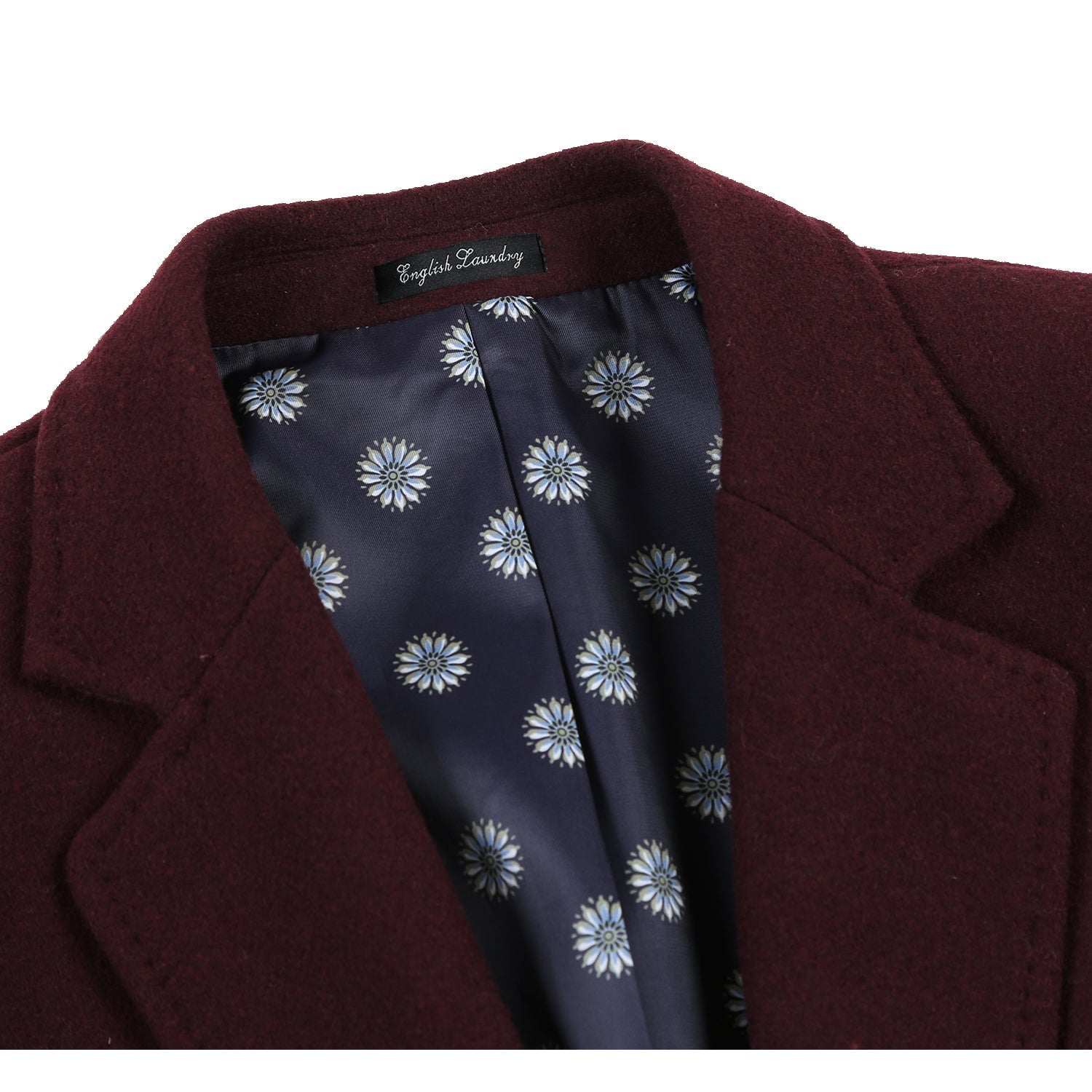 Burgundy Wool Blend SLIM FIT Topcoat (Regular & Long Lengths) by English Laundry