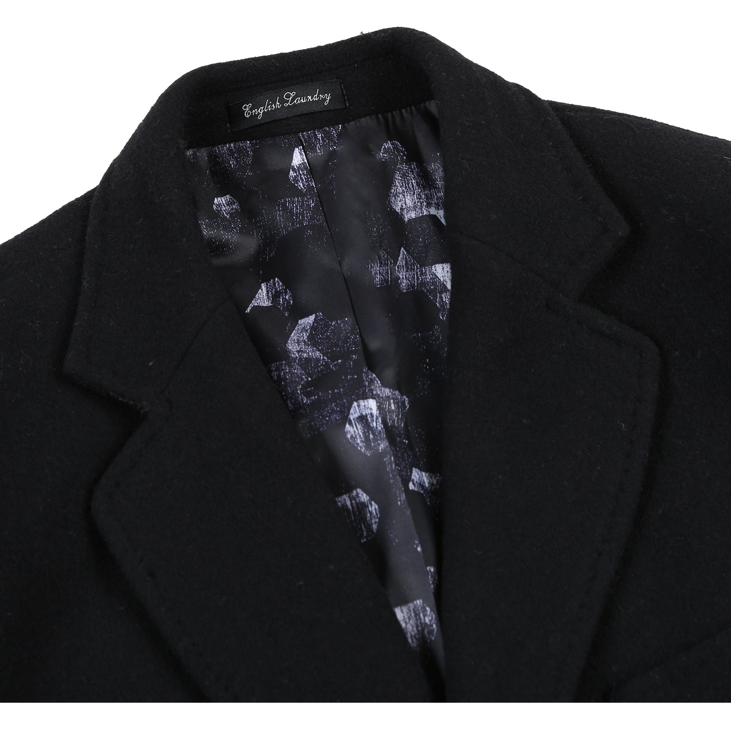 Black Wool Blend SLIM FIT Topcoat (Regular, Short, & Long Lengths) by English Laundry