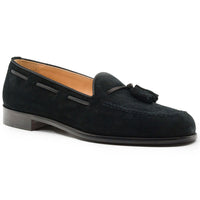 Franco Sueded Italian Calfskin Tassel Loafer in Black by Zelli Italia