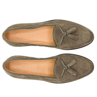 Franco Sueded Italian Calfskin Tassel Loafer in Taupe by Zelli Italia