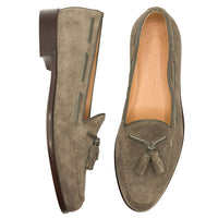 Franco Sueded Italian Calfskin Tassel Loafer in Taupe by Zelli Italia