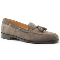 Franco Sueded Italian Calfskin Tassel Loafer in Taupe by Zelli Italia