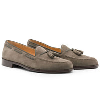 Franco Sueded Italian Calfskin Tassel Loafer in Taupe by Zelli Italia