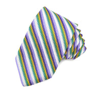 Green, Gold, and Purple Missoni Stripe Woven Jacquard Silk Tie by Dion Neckwear