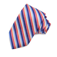 Red, Pink, Royal, and Purple Missoni Stripe Woven Jacquard Silk Tie by Dion Neckwear