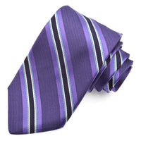 Purple, Sky, and Navy Chevron Rep Stripe Woven Jacquard Silk Tie by Dion Neckwear