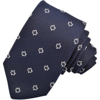 Navy and White Canadian Maple Leaf Spaced Woven Silk Jacquard Tie by Dion Neckwear