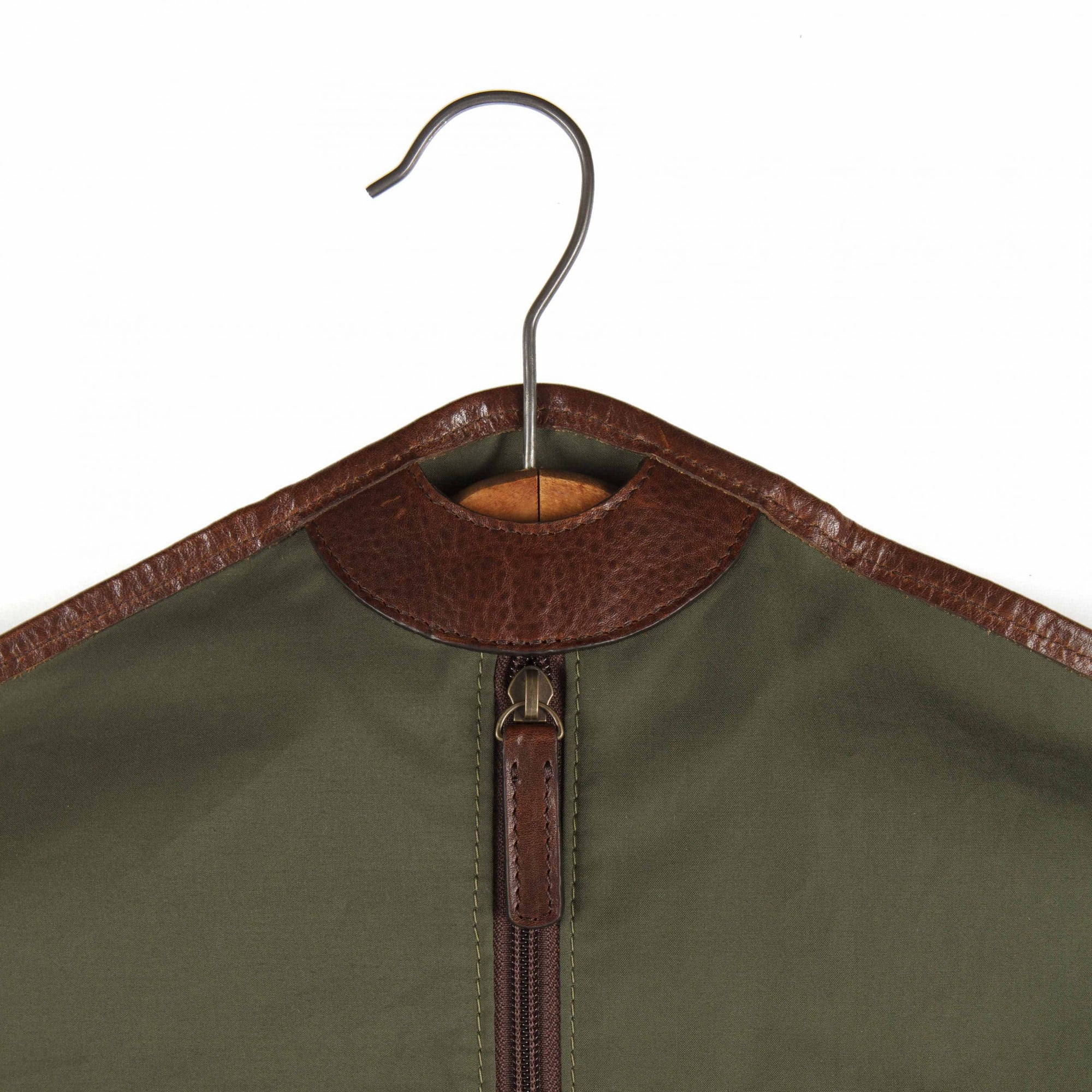 Holton Garment Sleeve in Olive Ventile and Titan Milled Brown by Moore & Giles