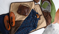 Gravely Garment Bag in Olive Ventile and Titan Milled Brown by Moore & Giles