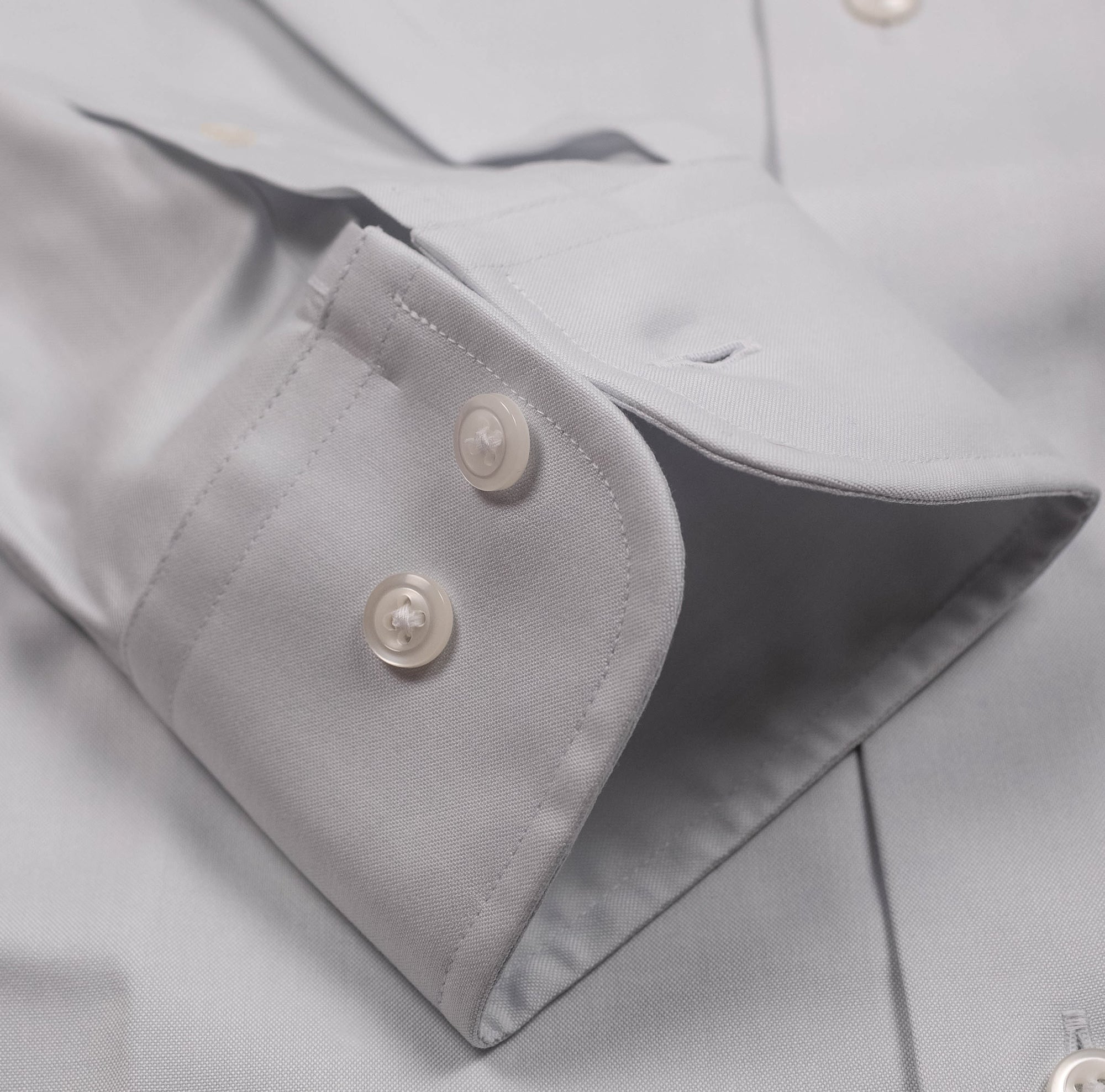 Solid Silver Grey Wrinkle-Free Cotton Dress Shirt by Cooper & Stewart