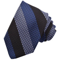 French Blue, Sky, and Black Bold Double Bar Stripe Italian Grand Grassa Grenadine Silk Tie by Dion Neckwear