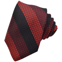 Red, Wine, and Black Bold Double Bar Stripe Italian Grand Grassa Grenadine Silk Tie by Dion Neckwear