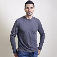 Malibu Long Sleeve Peruvian Cotton Tee Shirt in Grey Mélange by Left Coast Tee