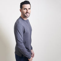 Malibu Long Sleeve Peruvian Cotton Tee Shirt in Grey Mélange by Left Coast Tee