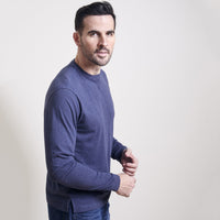 Malibu Long Sleeve Peruvian Cotton Tee Shirt in Navy Mélange by Left Coast Tee