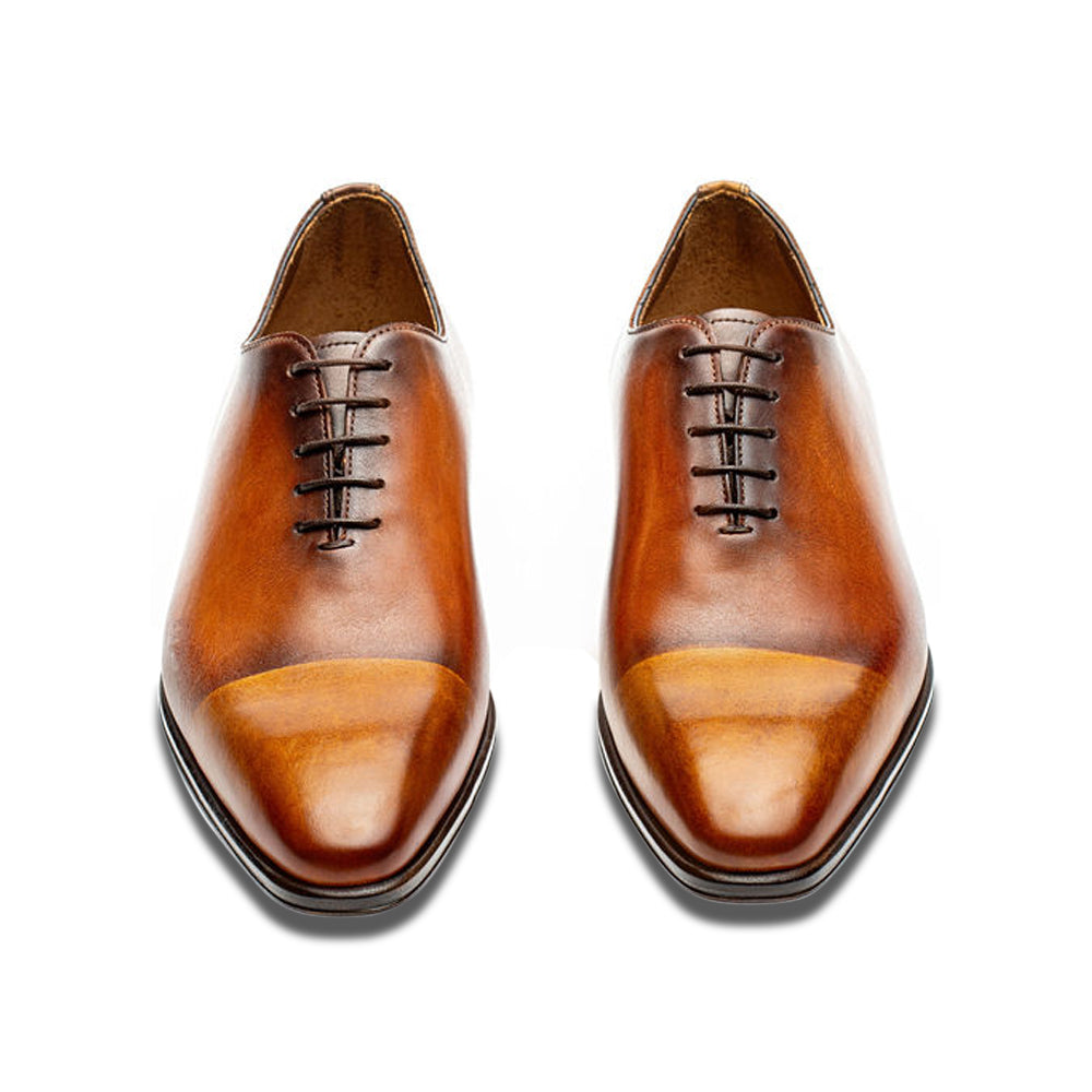 Mastrich Wholecut Derby Lace Up in Mostarda Tan by Jose Real