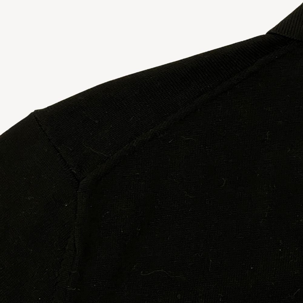 Justino Solid Double Jersey Stitch Pima Cotton Zip Polo in Black by Deletto Italy