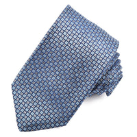 Grey, Ice Blue, and Navy Micro Neat Woven Italian Silk Jacquard Tie by Dion Neckwear