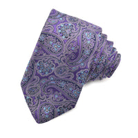 Purple, Lagoon, and Navy Teardrop Floral Woven Jacquard Silk Tie by Dion Neckwear