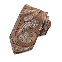 Chestnut, Sky, and Navy Oxford Teardrop Woven Jacquard Silk Tie by Dion Neckwear